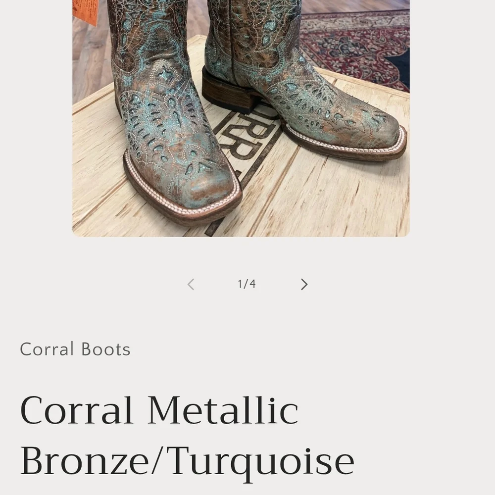 Corral Distressed Turquoise and Brown Ankle Boots - Picture 11 of 11